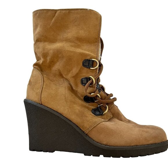 Route 66 Womens Size 9.5 Brown Suede Ankle Boots High Heels Lamb's Lined - Picture 8 of 12